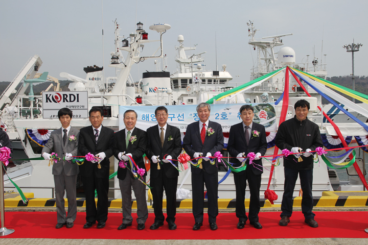Ceremony for launching of a third RV, the Jangmok No. 2