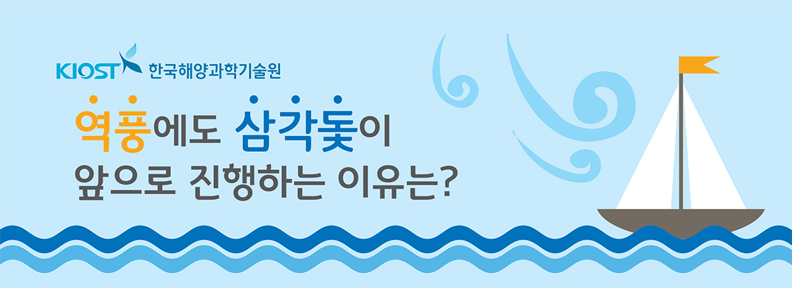 KIOST 한국해양과학기술원 역풍에도 삼각돛이 앞으로 진행하는 이유는?타이틀 이미지